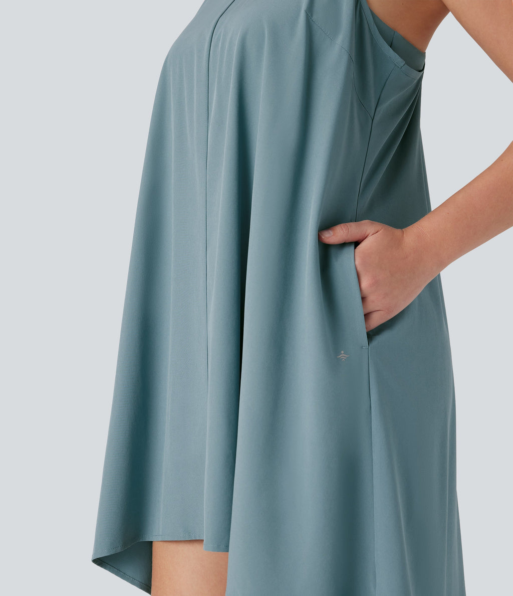 BreezefulTM RacerPocket High Low Flowy Mini Quick Dry Casual Dress-D/DD/DDD/F Cups