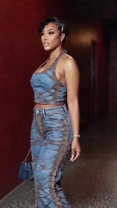 Denim Halter Cut Out Crop Top Wide Leg Pants 2pcs Set-Blue [Pre Order]