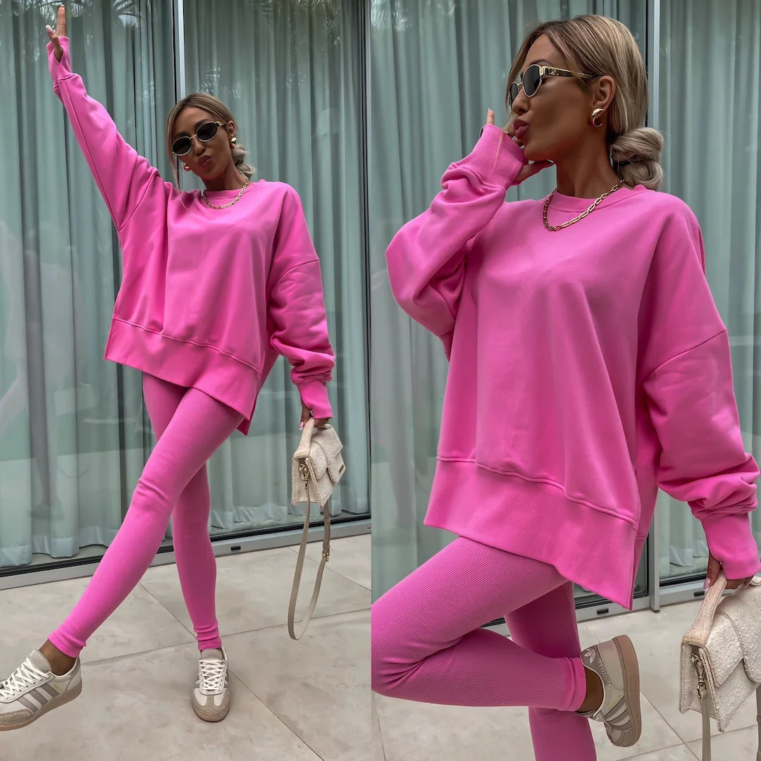 2025 New Suits Casual Loose Tops Leggings 2-piece Set Women's Sweatshirt Autumn And Winter Suits Fashionable Women