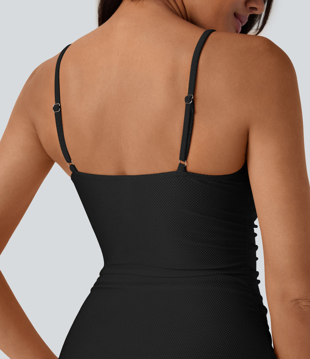 Ruched Texture Sheen One Piece Swimsuit