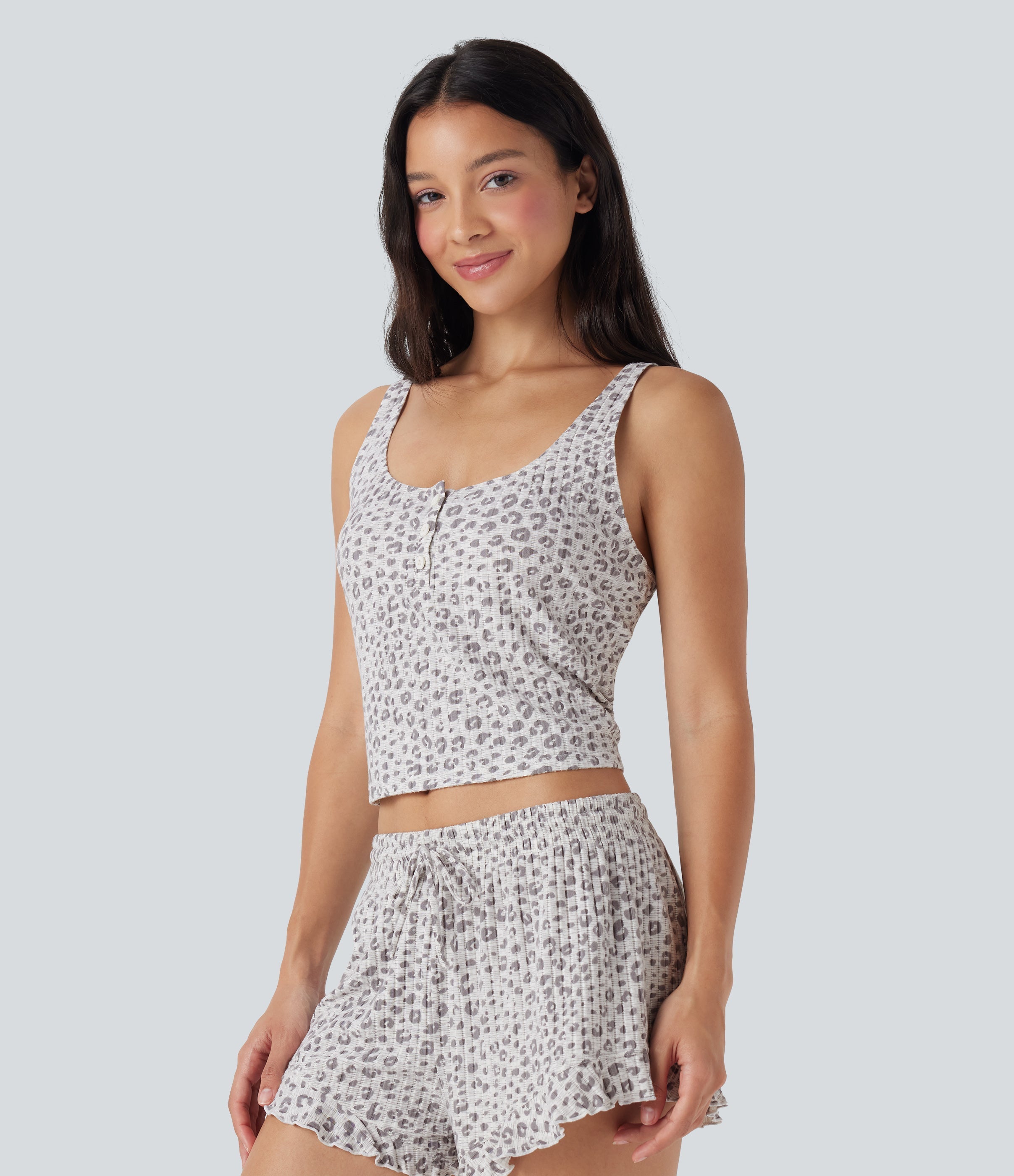 Scoop Neck Leopard Print Lounge Tank Top