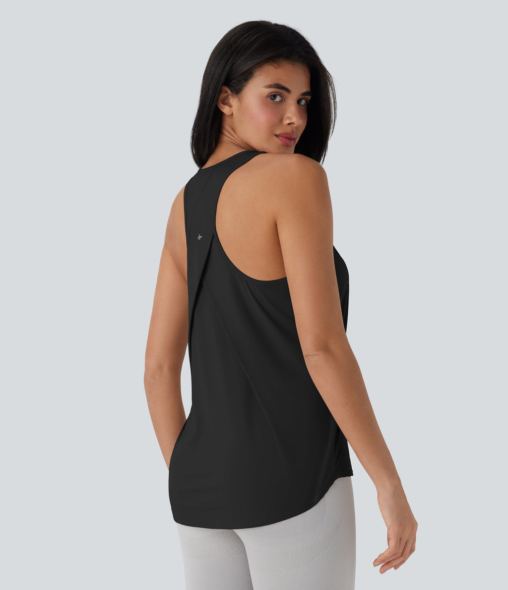 Round Neck High Low Cool Touch Quick Dry Running Tank Top