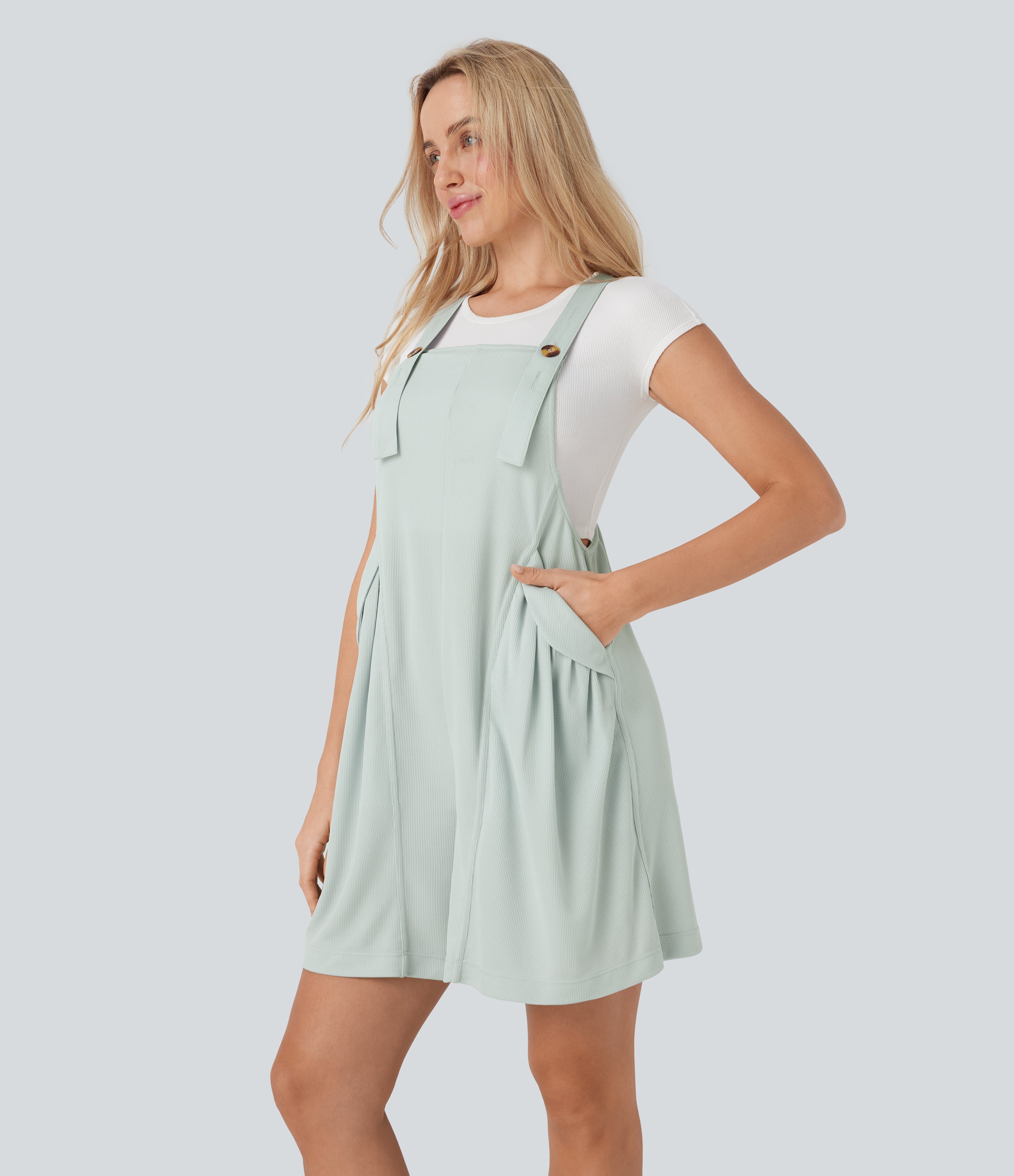 Waffle Casual Shortalls with Pockets