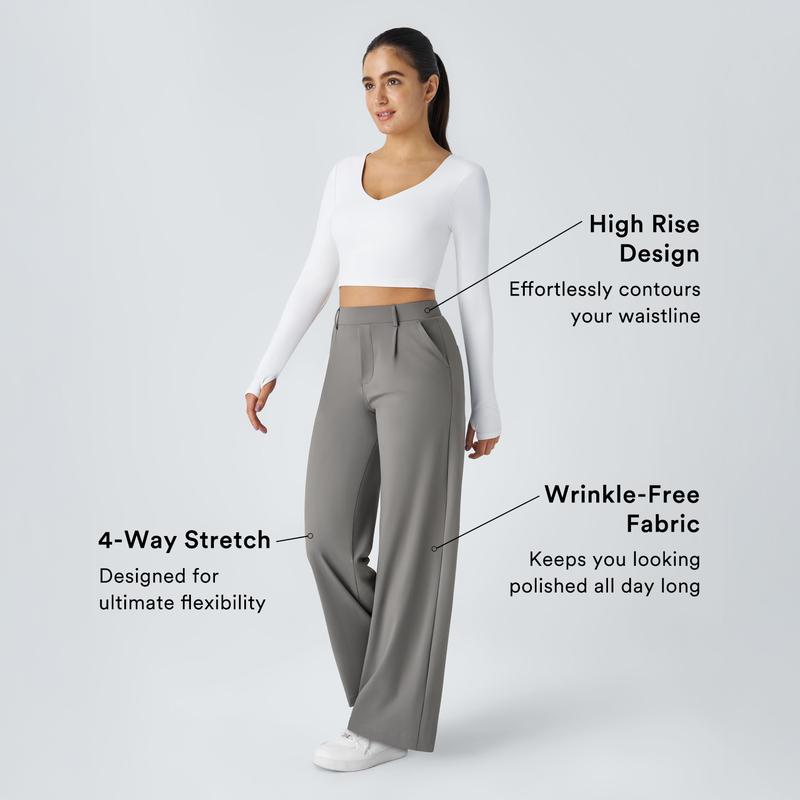 2026🔥 FlexTM High Waisted Pocket Straight Leg Work Pants