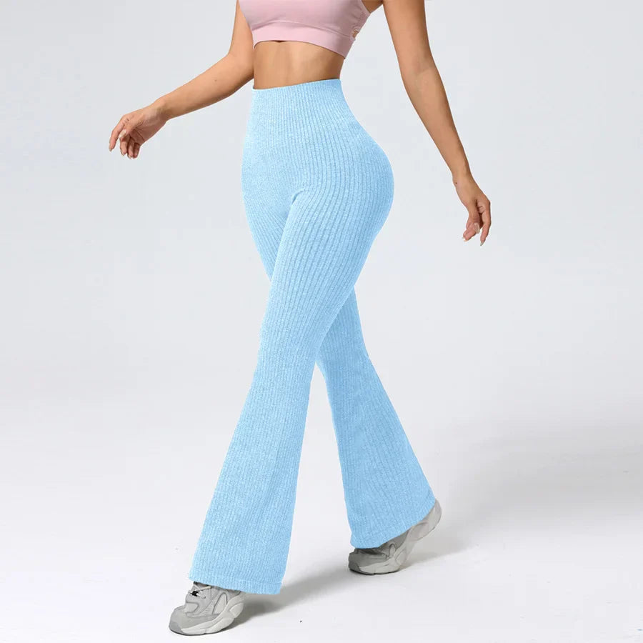 Breathable Flared Trousers Yoga-to-Street Chic Athleisure Fitness Pants Trendy Women's High-Waisted Yoga Gym Wear 4-Way Stretch