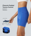 SpeedWaveTM SoCinched High Waisted Antislip Tummy Control Quick Dry Cycling Chamois Padded Biker Shorts 5'' with Pockets