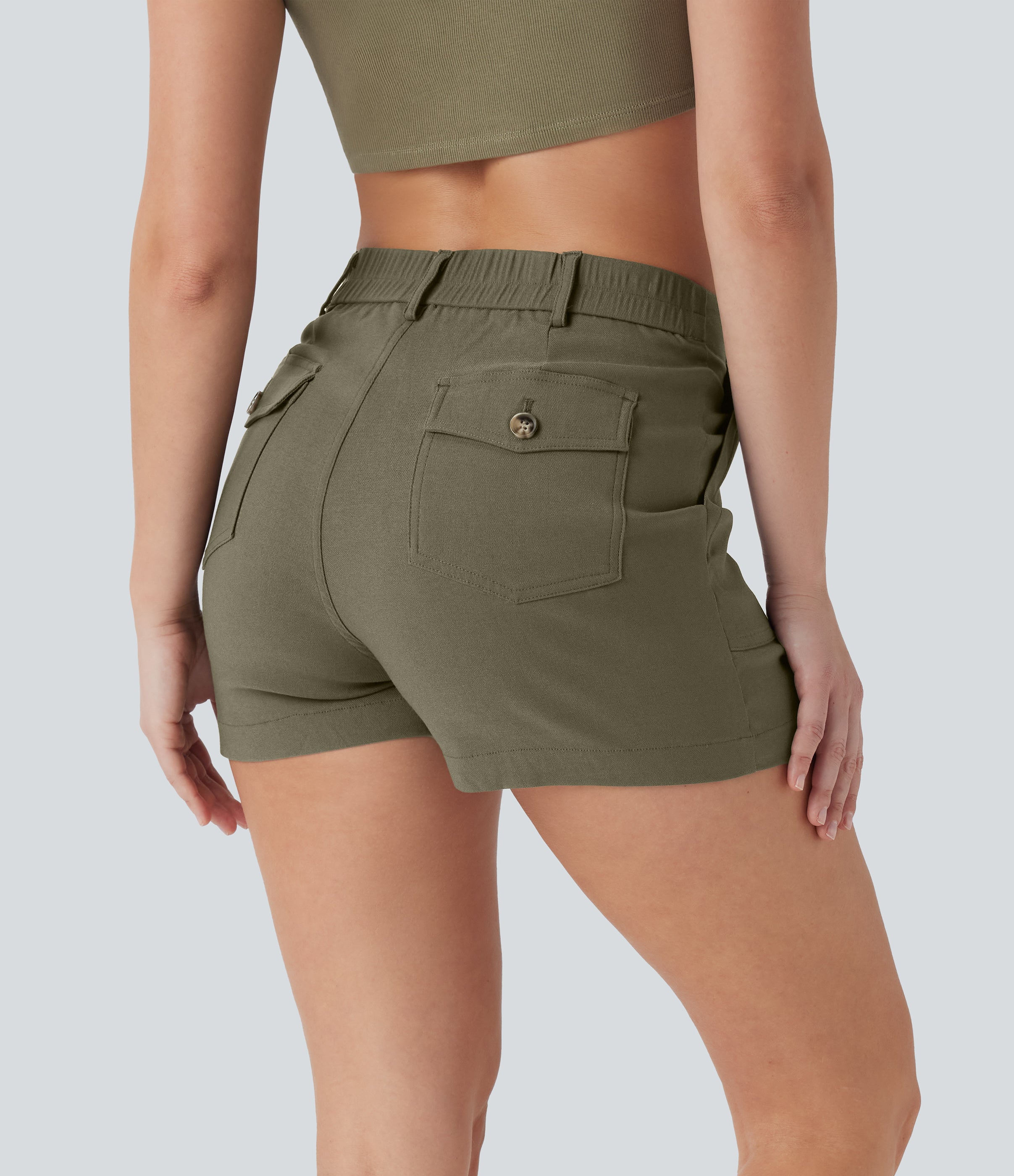 High Waisted Casual Shorts with Pockets