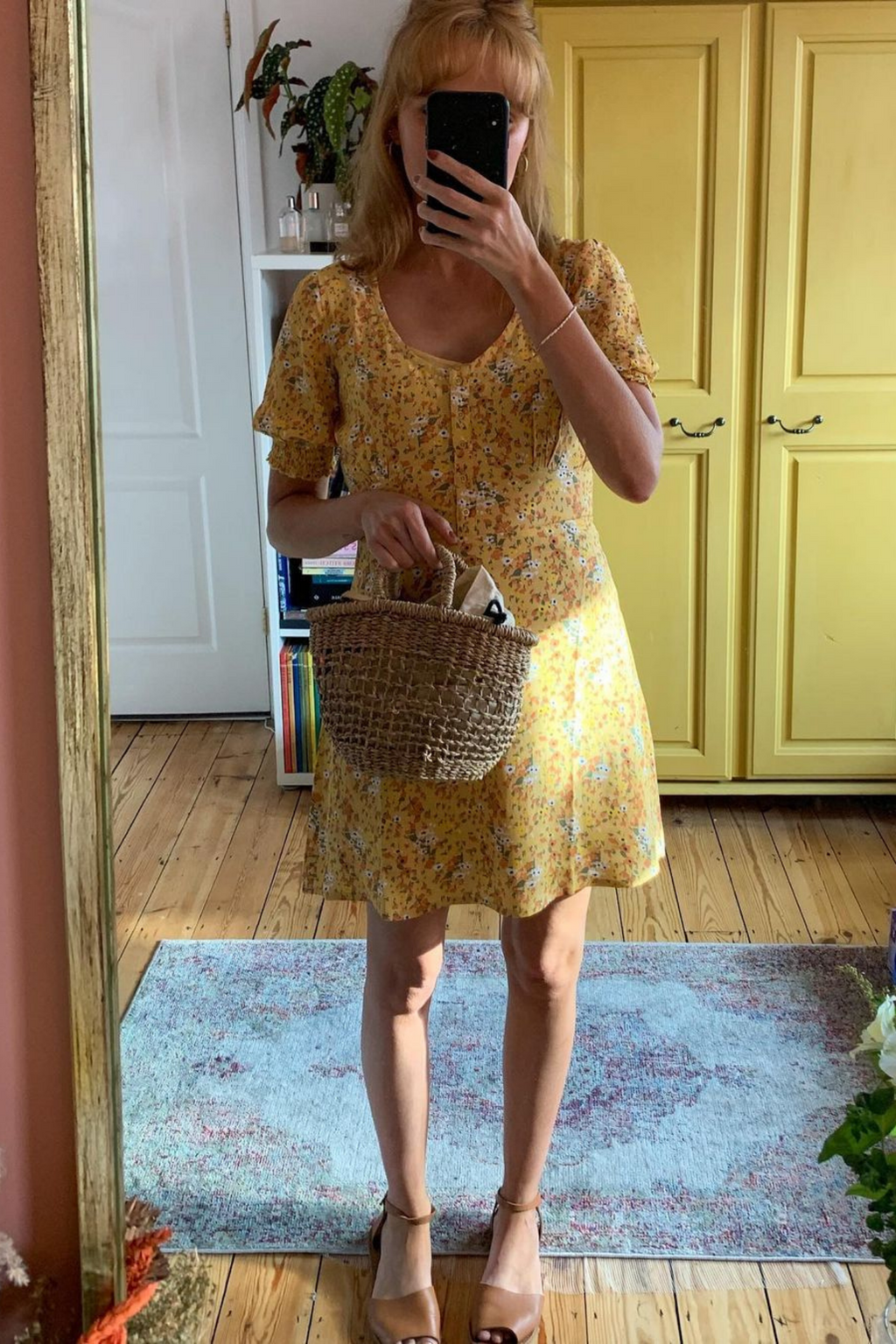 Siobhan - Button Front Mini Dress - Yellow