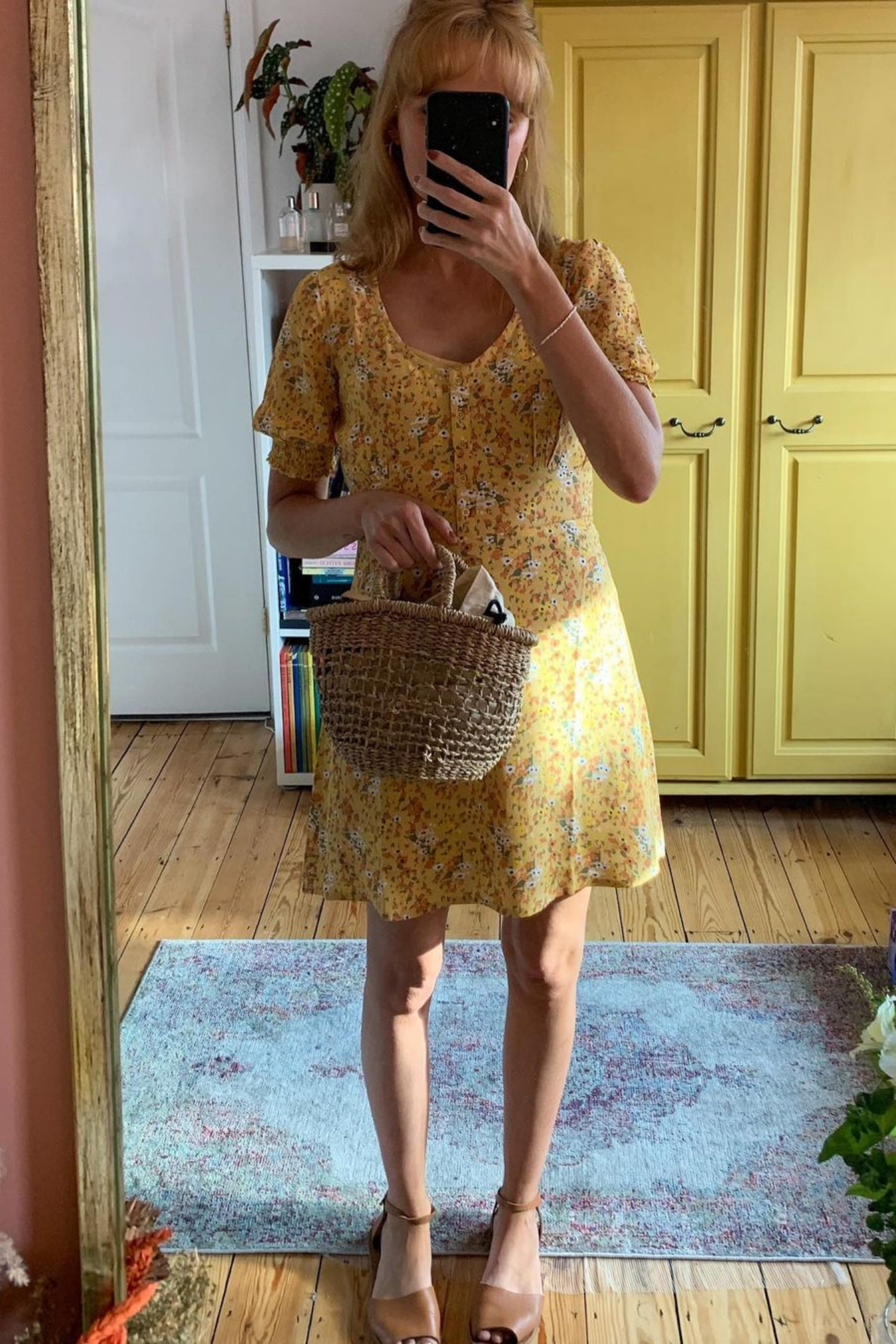 Siobhan - Button Front Mini Dress - Yellow