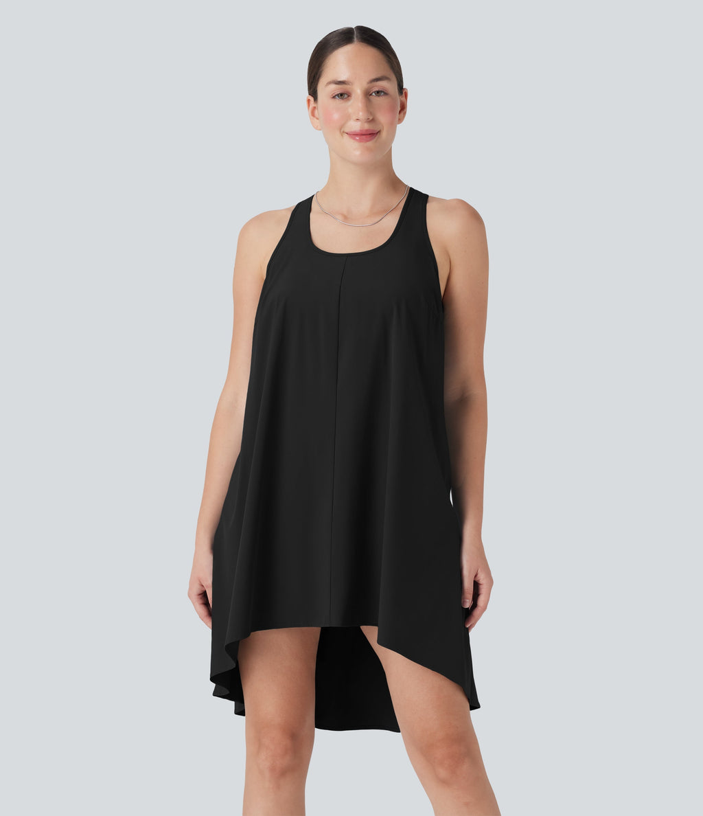 BreezefulTM RacerPocket High Low Flowy Mini Quick Dry Casual Dress-D/DD/DDD/F Cups