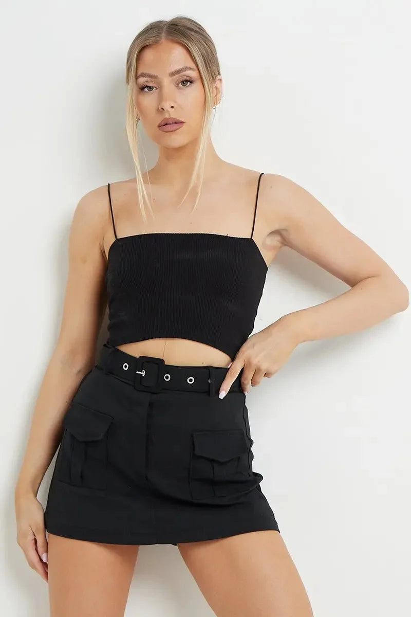 Cargo Skirt for Women 2026 High Waisted Mini Skirts Trendy Y2K Girls Summer Casual Belted Shorts with Pockets