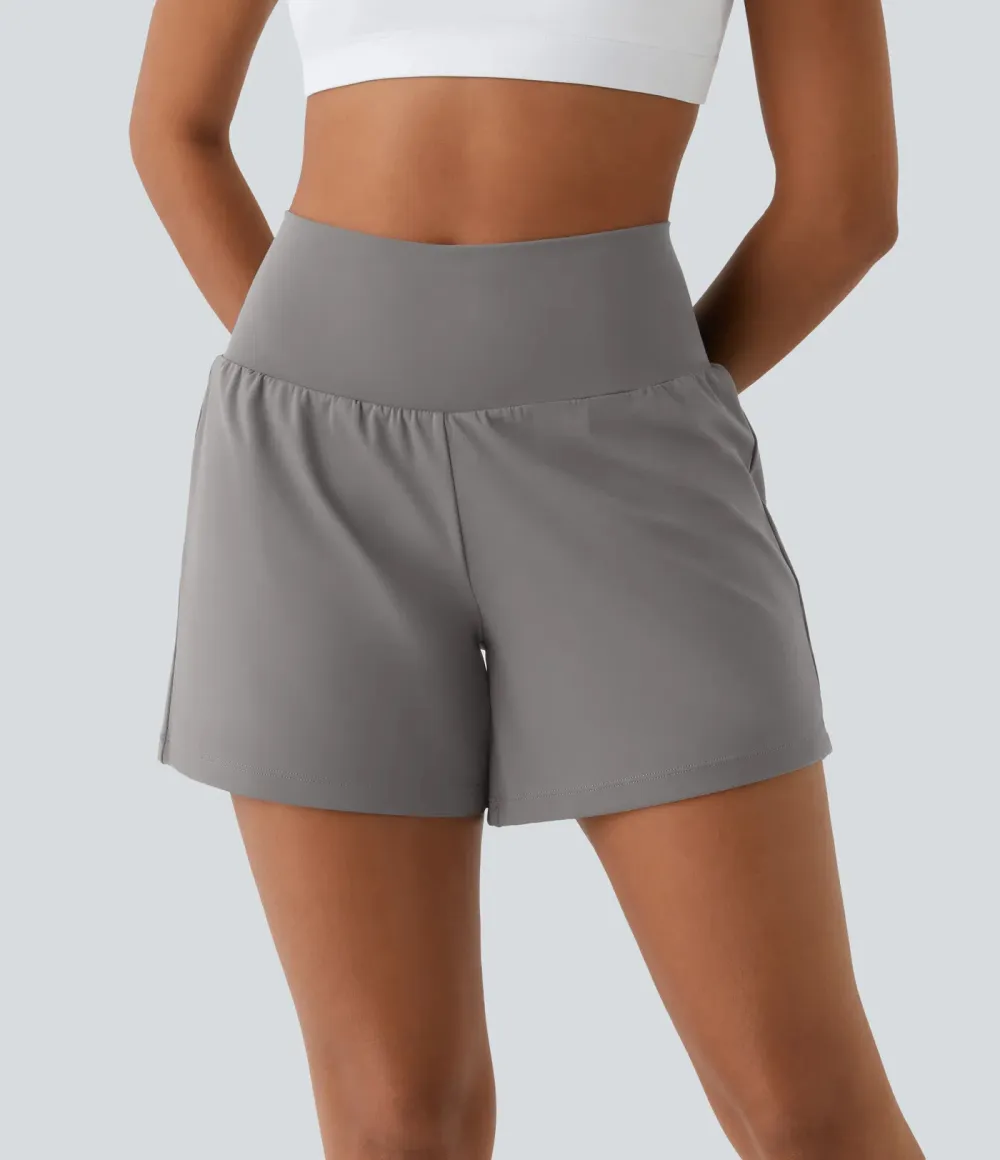 2026🔥UK Super High Waisted Back Pocket & Side Hidden Pocket 2-in-1 Yoga Shorts