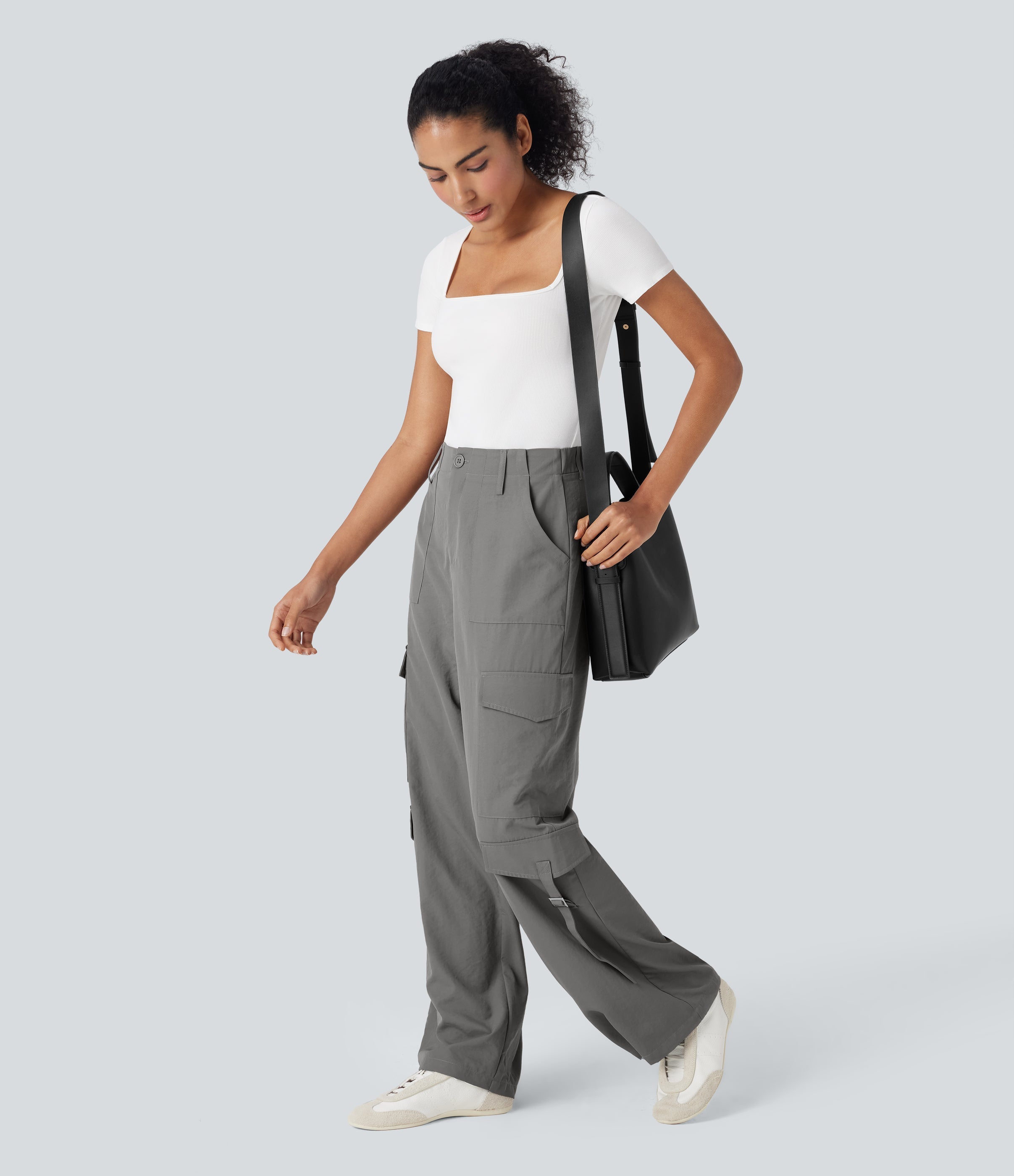 High Waisted Travel Cargo Pants with Pockets