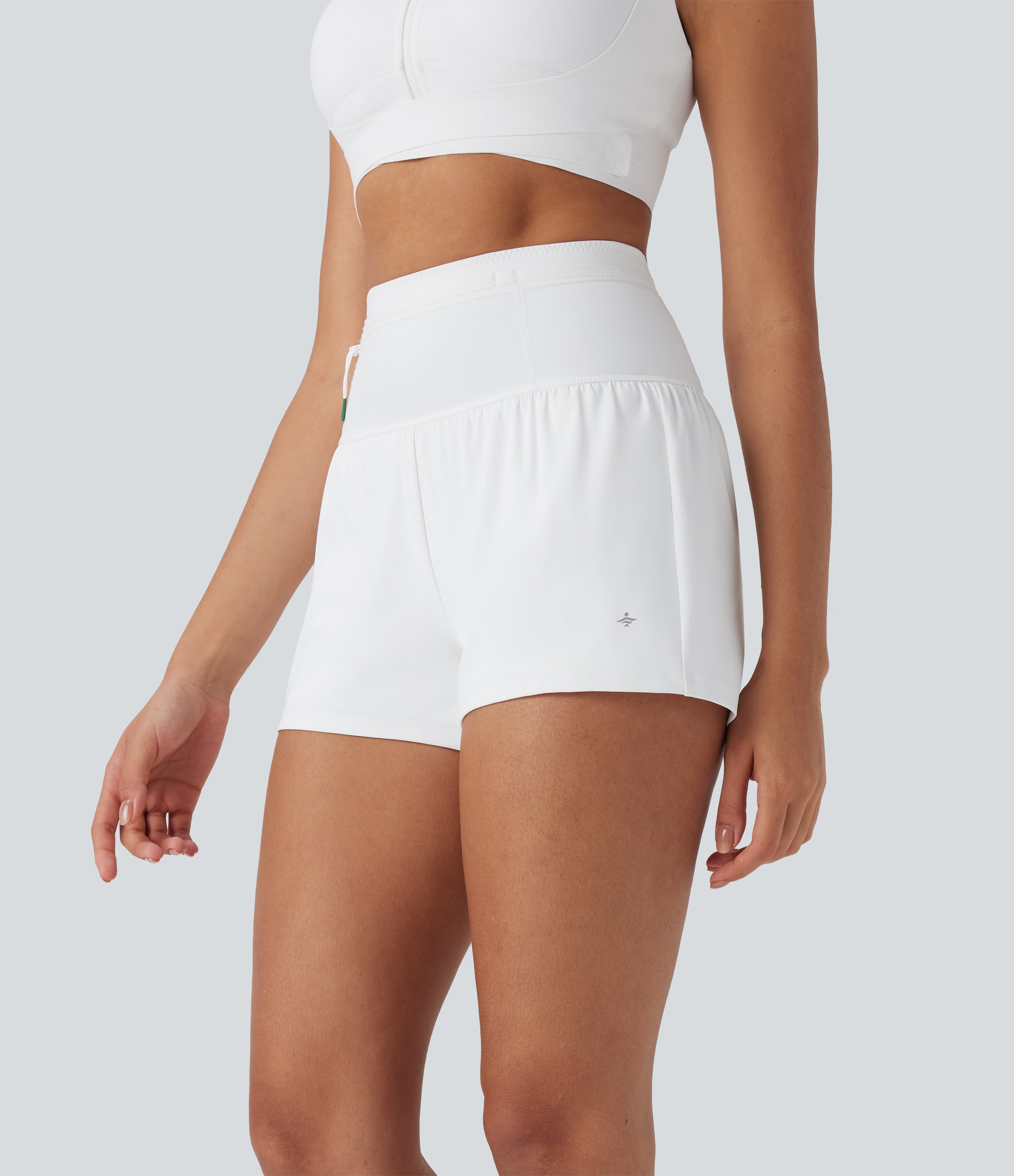 SpeedWaveTM High Waisted Contrast Mesh 2-in-1 Quick Dry Running Shorts with Pockets