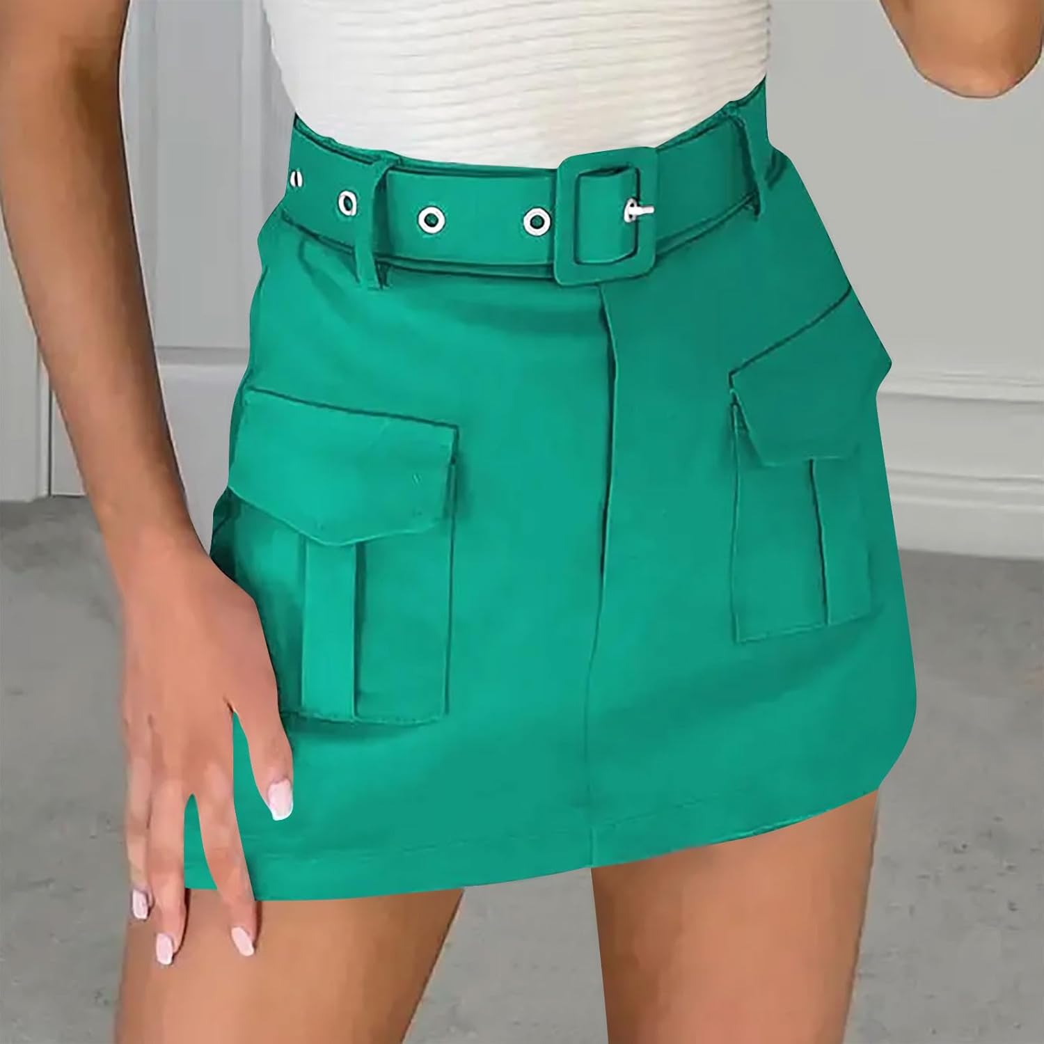 Cargo Skirt for Women 2026 High Waisted Mini Skirts Trendy Y2K Girls Summer Casual Belted Shorts with Pockets