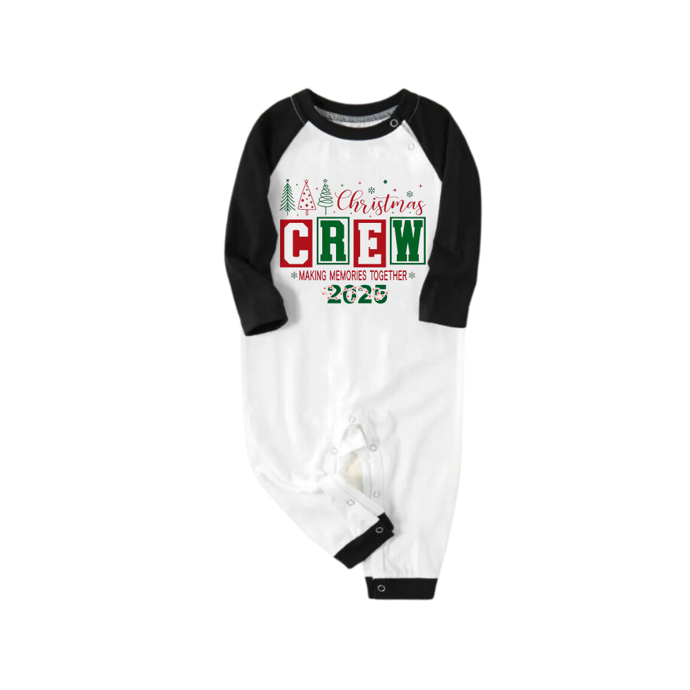 Black Raglan Top Green Plaid Christmas Pajamas Set With Christmas Crew Holiday Text