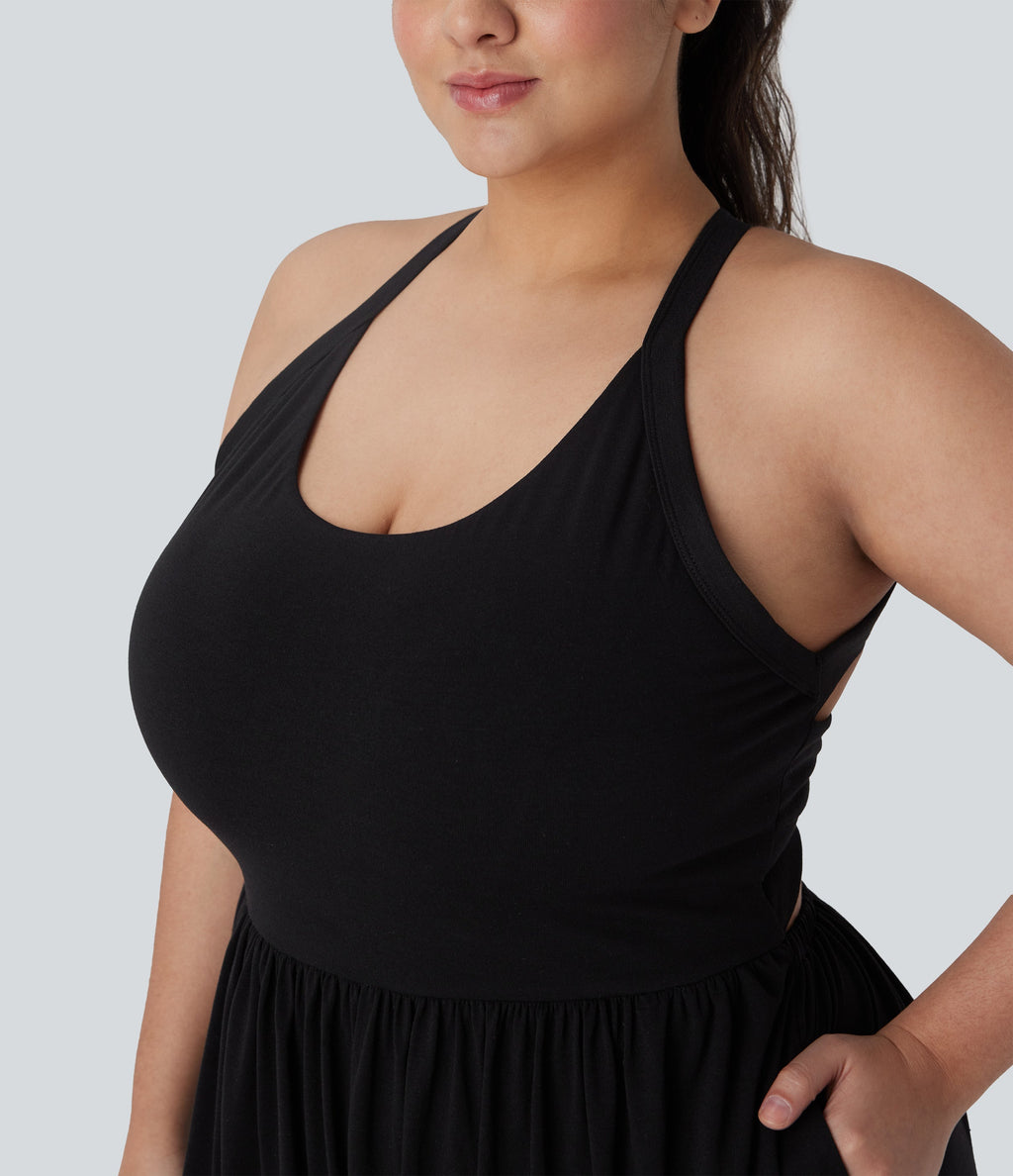 Backless Twisted Harem Casual Plus Size Jumpsuit with Side Pocket-Easy Peezy Edition