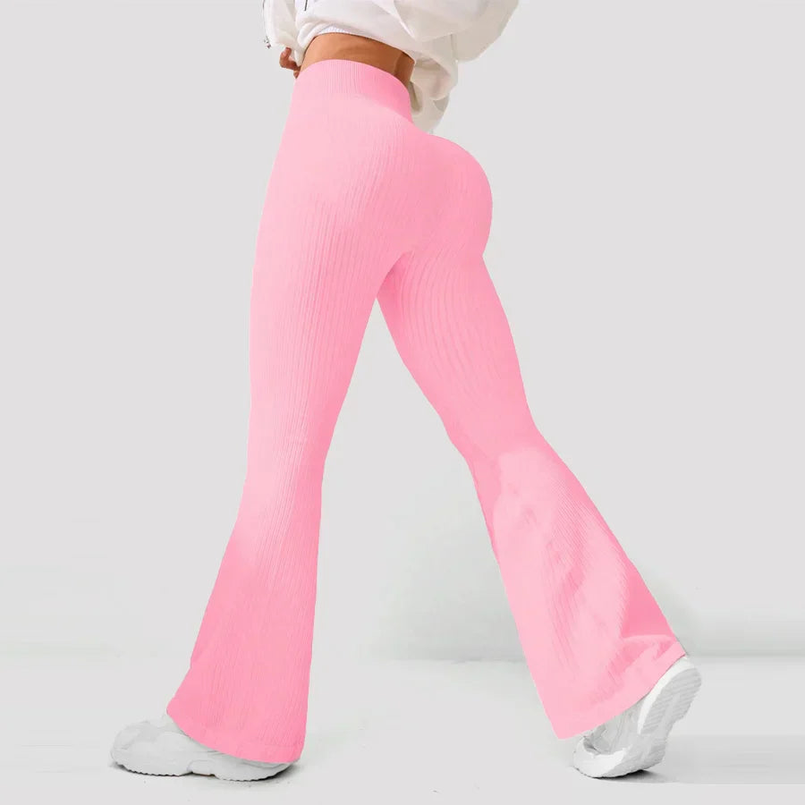 Breathable Flared Trousers Yoga-to-Street Chic Athleisure Fitness Pants Trendy Women's High-Waisted Yoga Gym Wear 4-Way Stretch