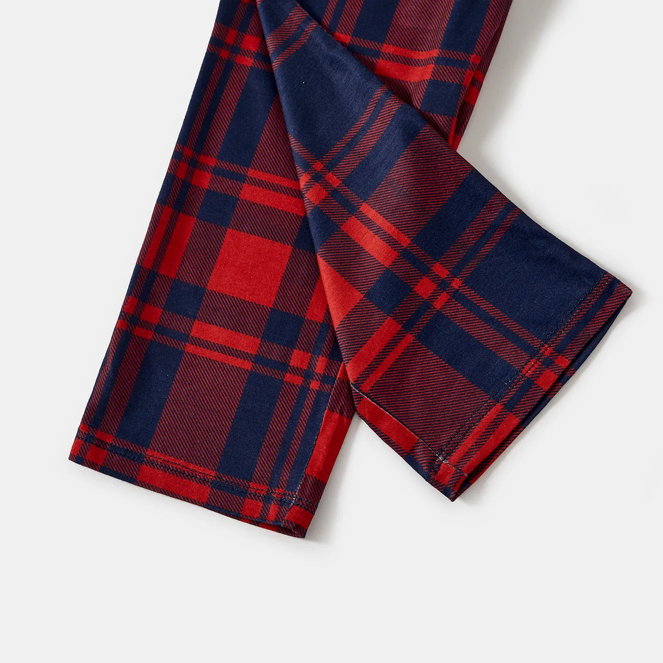 Christmas Family Matching Pajamas-Navy & Red Plaid Pjs Set with "Christmas With My Gnomies" Print