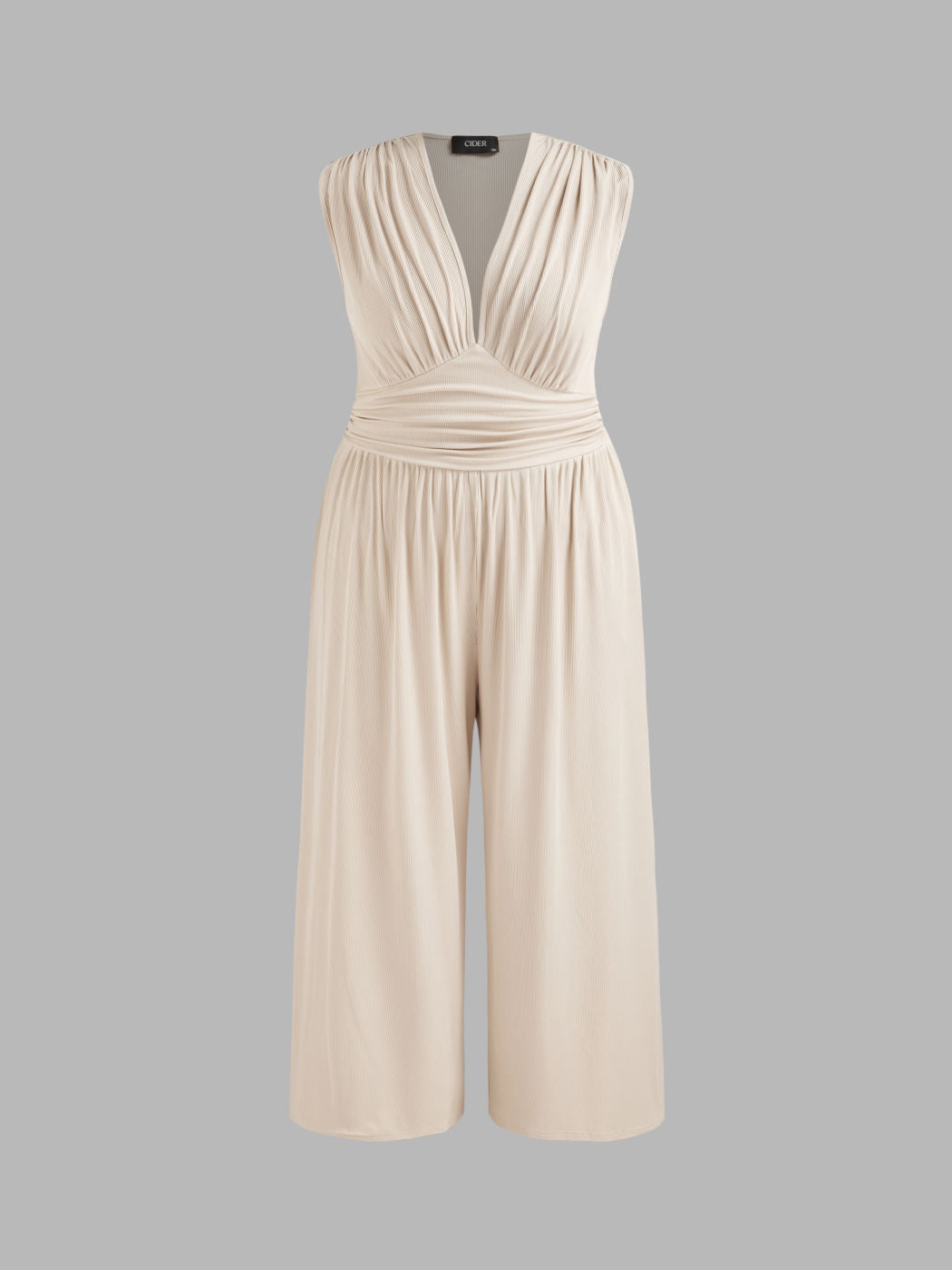 2026 Women's new jumpsuit with pockets Plain Ruched V Neck Ribbed Tank Jumpsuit, Summer Outfits 2025, Elegant Sleeveless Wide Leg Jumpsuit for Women for Vacation Holiday Party, Ladies Summer Clothes