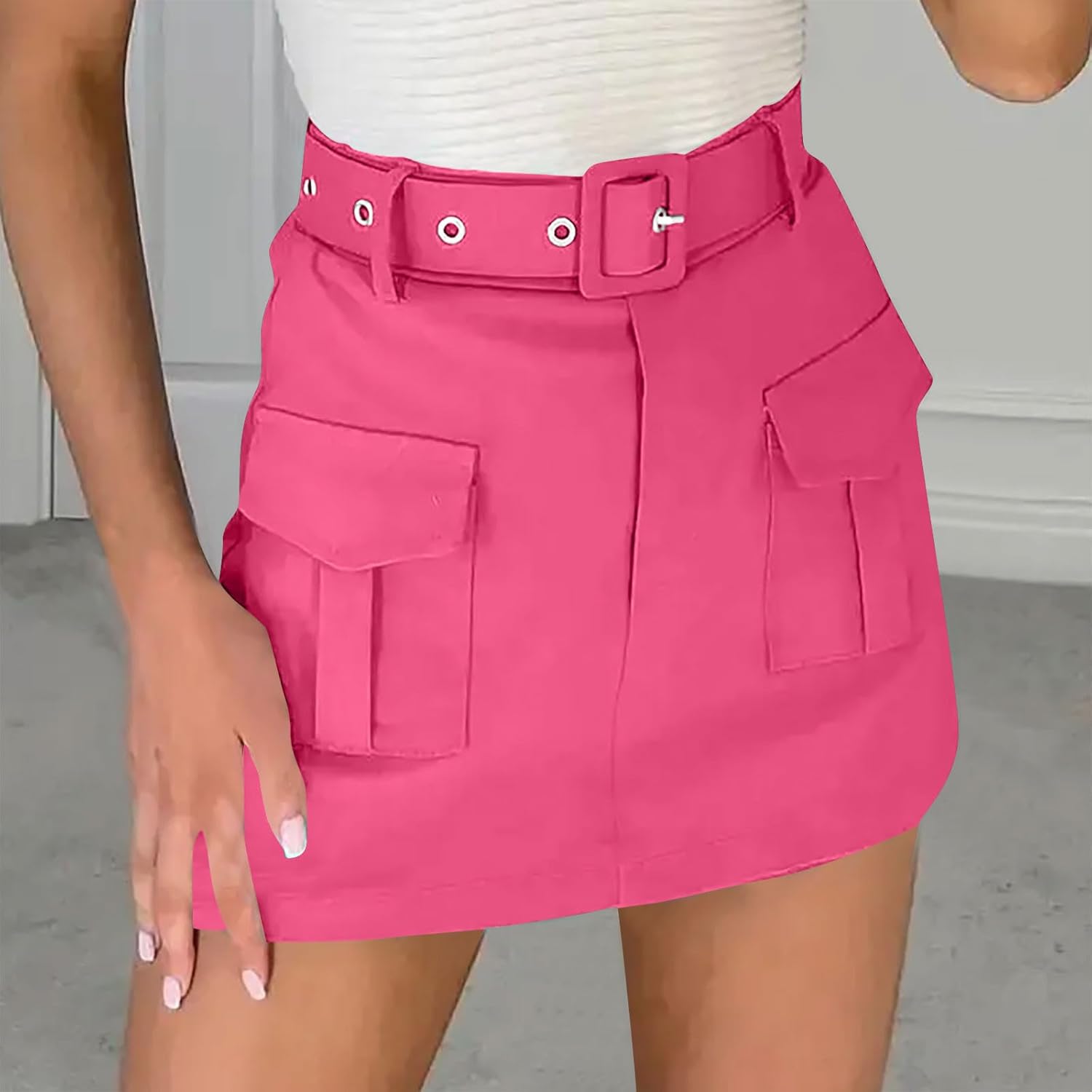 Cargo Skirt for Women 2026 High Waisted Mini Skirts Trendy Y2K Girls Summer Casual Belted Shorts with Pockets
