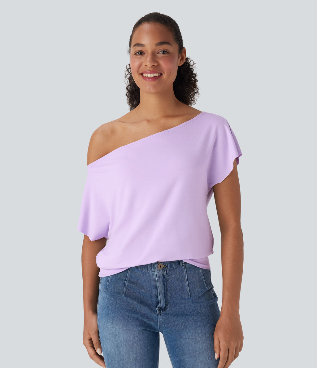 One Shoulder Short Sleeve Casual Top