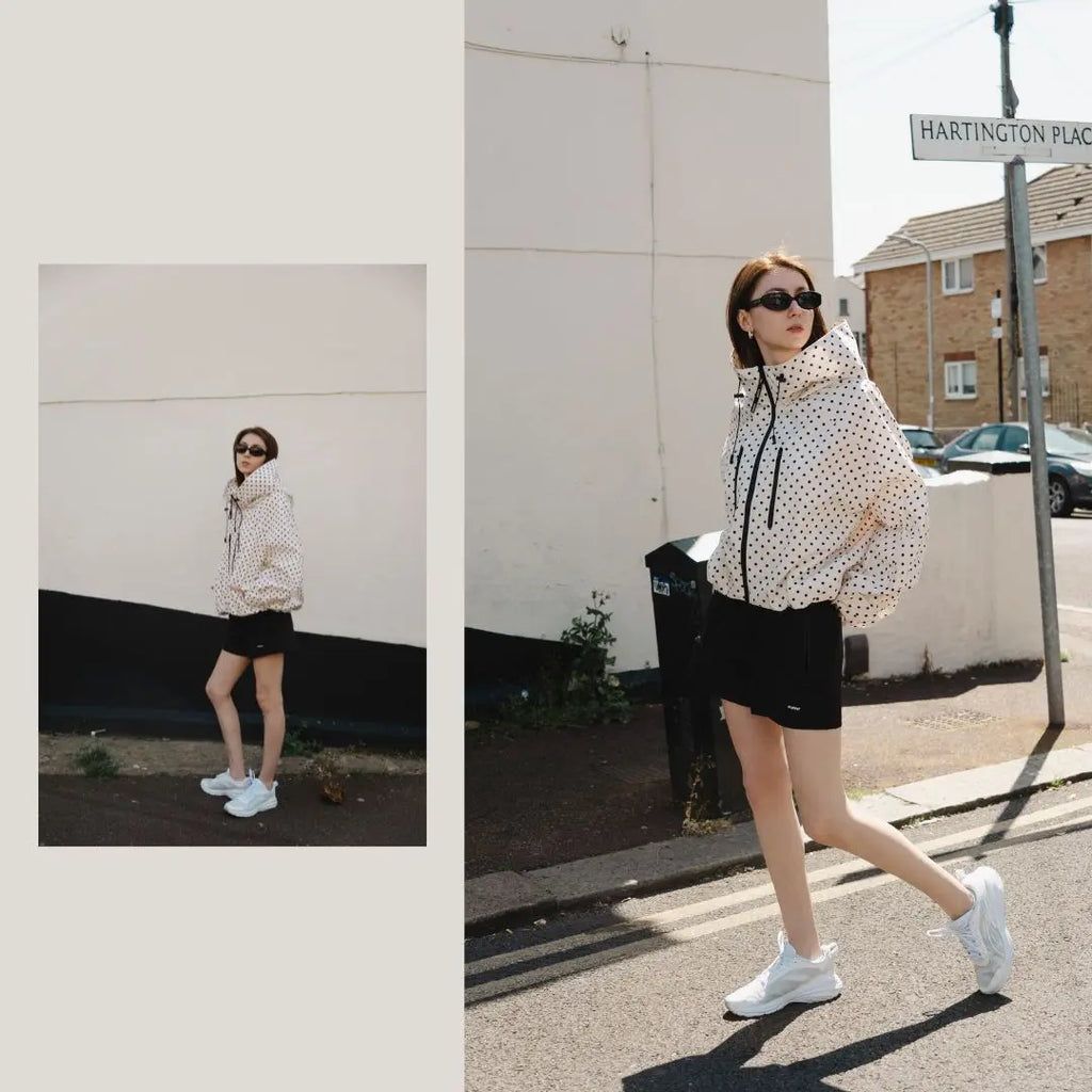 Short Oversized Rain Jacket With Bubble Hem,Loose Fit