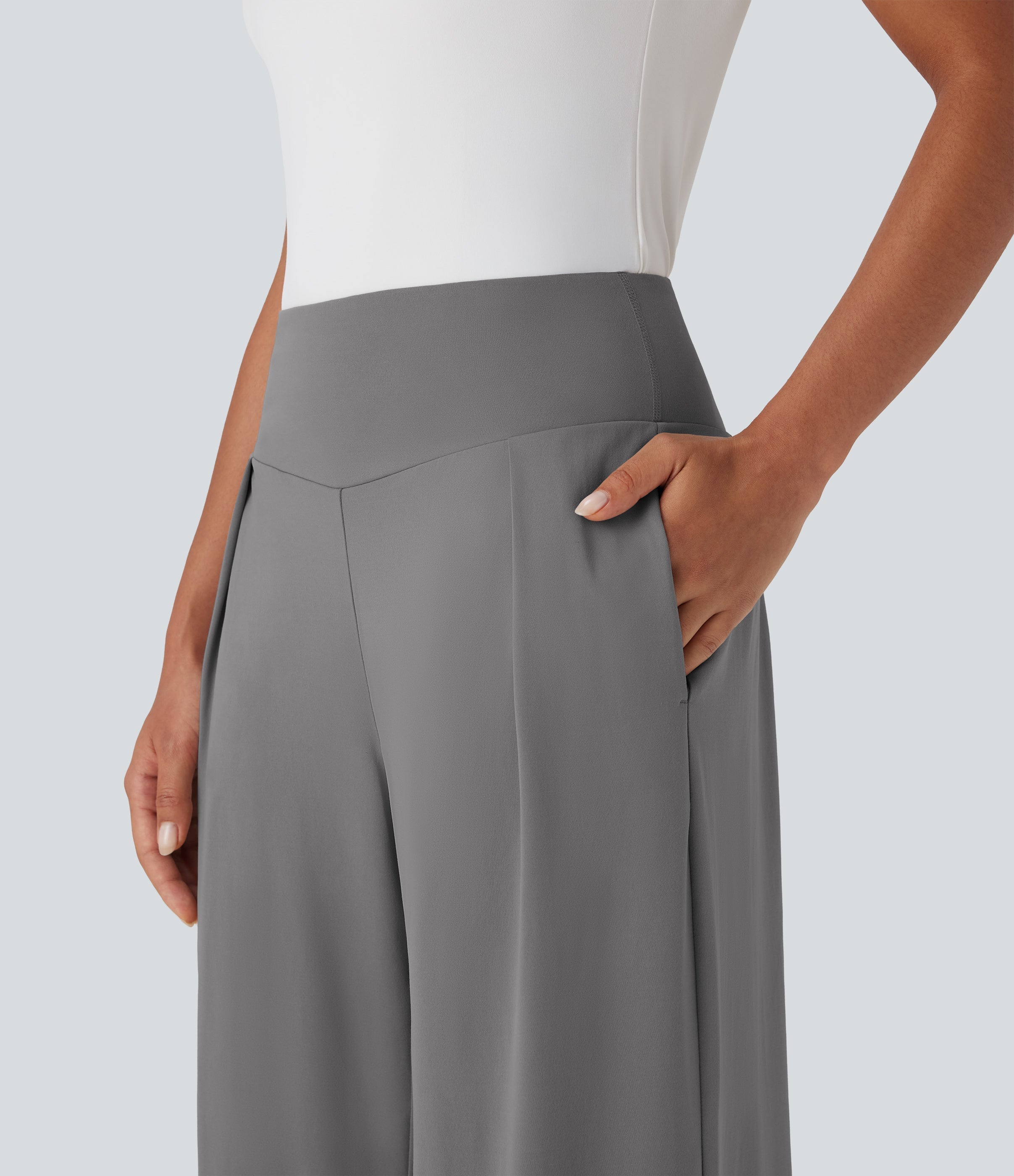 High Waisted Wide Leg Casual Pants with Pockets