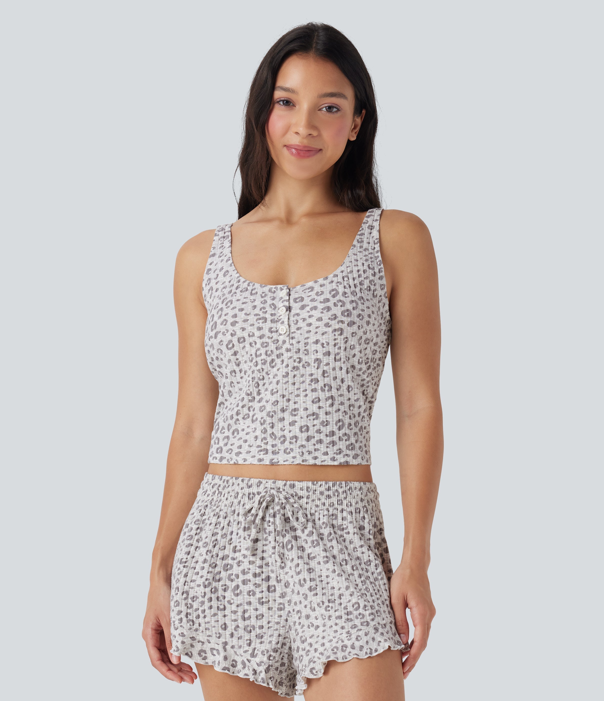 Scoop Neck Leopard Print Lounge Tank Top