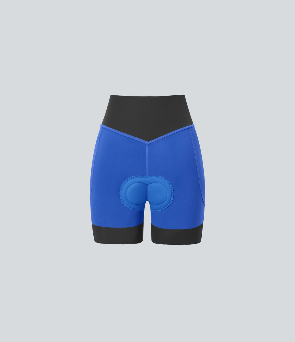 SpeedWaveTM SoCinched High Waisted Antislip Tummy Control Quick Dry Cycling Chamois Padded Biker Shorts 5'' with Pockets