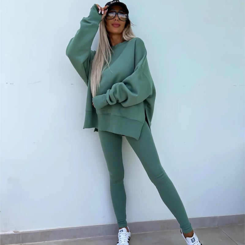 2025 New Suits Casual Loose Tops Leggings 2-piece Set Women's Sweatshirt Autumn And Winter Suits Fashionable Women