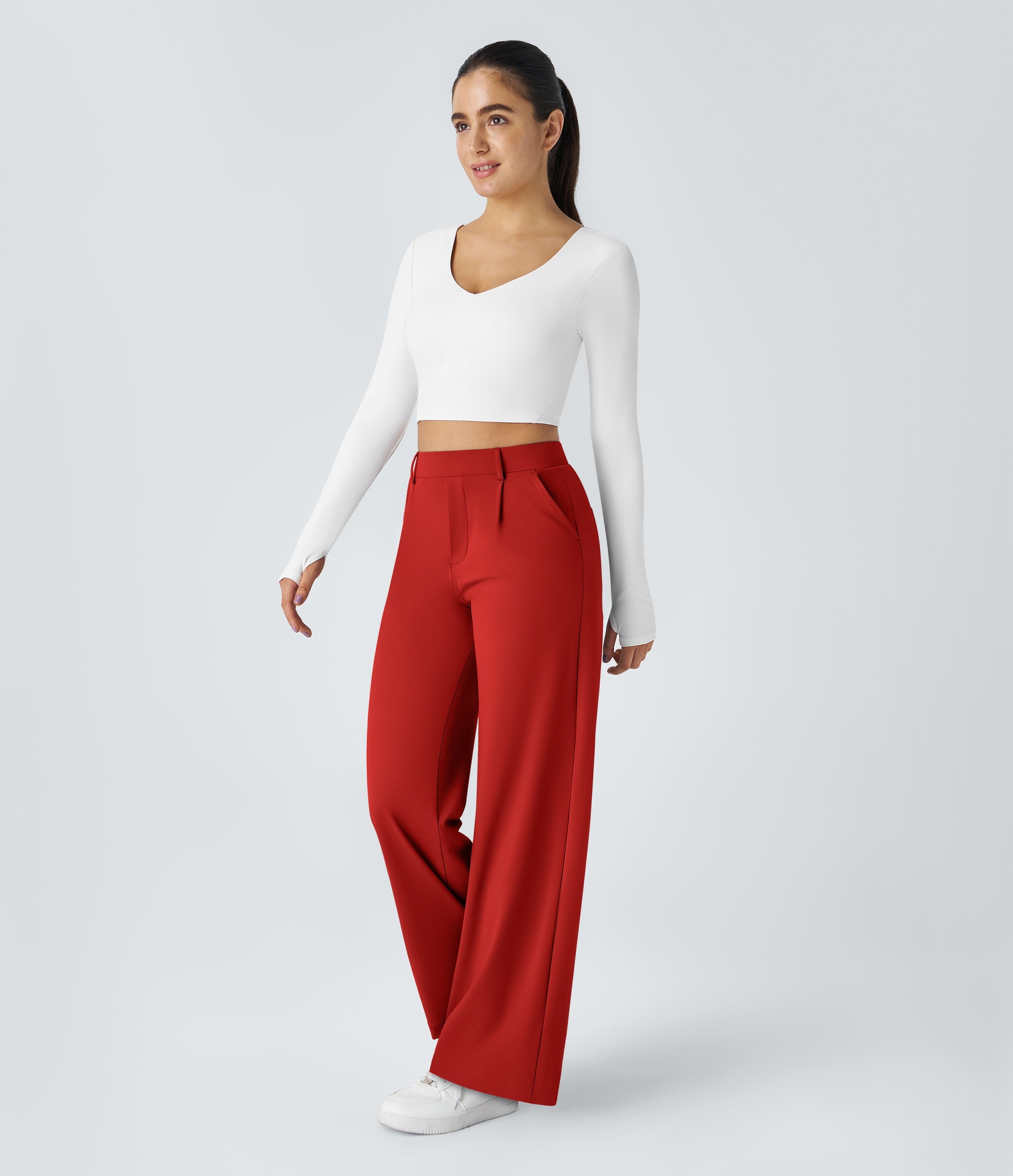 2026🔥 FlexTM High Waisted Pocket Straight Leg Work Pants
