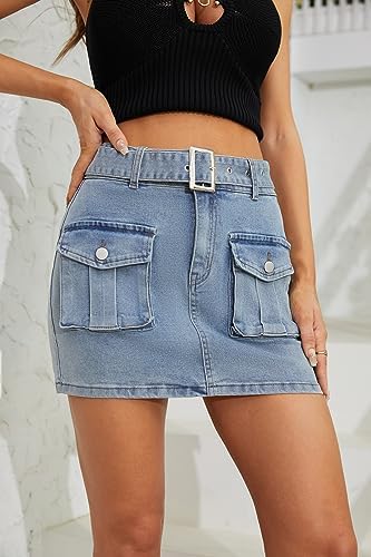 Cargo Skirt for Women 2026 High Waisted Mini Skirts Trendy Y2K Girls Summer Casual Belted Shorts with Pockets