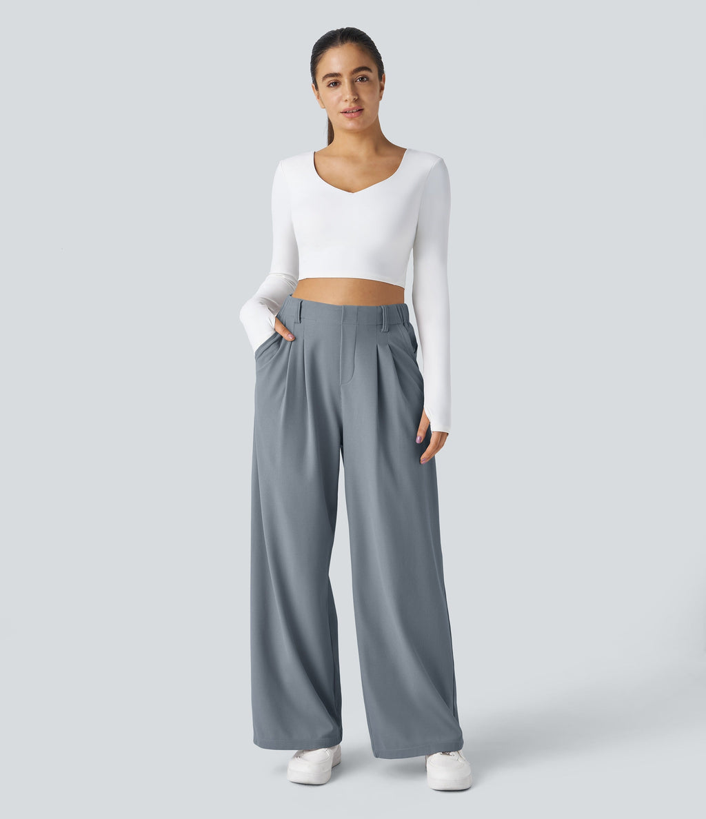 2026🔥 FlexTM High Waisted Pocket Straight Leg Work Pants