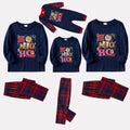 Christmas Family Matching Pajamas-Navy & Red Plaid Pjs Set with Grinch and "HO HO HO" Print
