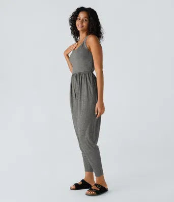 Backless Twisted Harem Casual Plus Size Jumpsuit with Side Pocket-Easy Peezy Edition