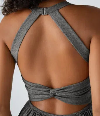 Backless Twisted Harem Casual Plus Size Jumpsuit with Side Pocket-Easy Peezy Edition