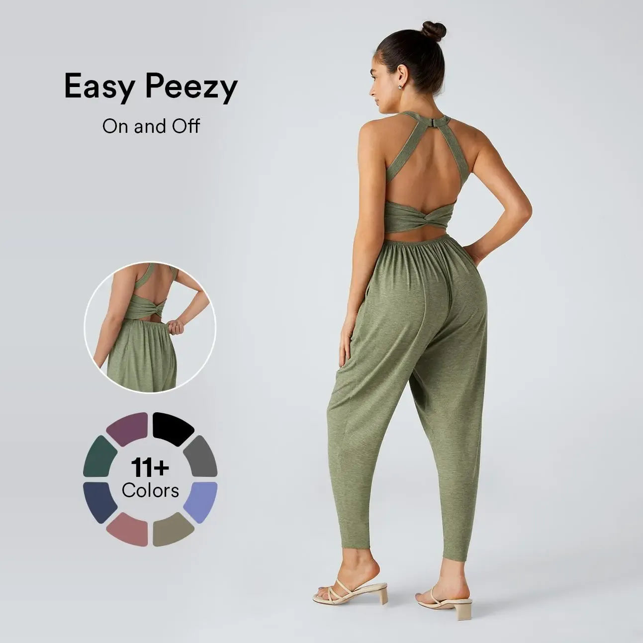 Backless Twisted Harem Casual Plus Size Jumpsuit with Side Pocket-Easy Peezy Edition