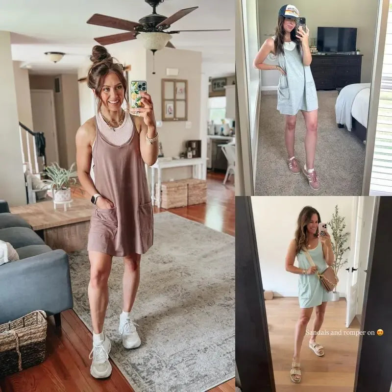 Casual 2-in-1 Romper Dress with Shorts Underneath