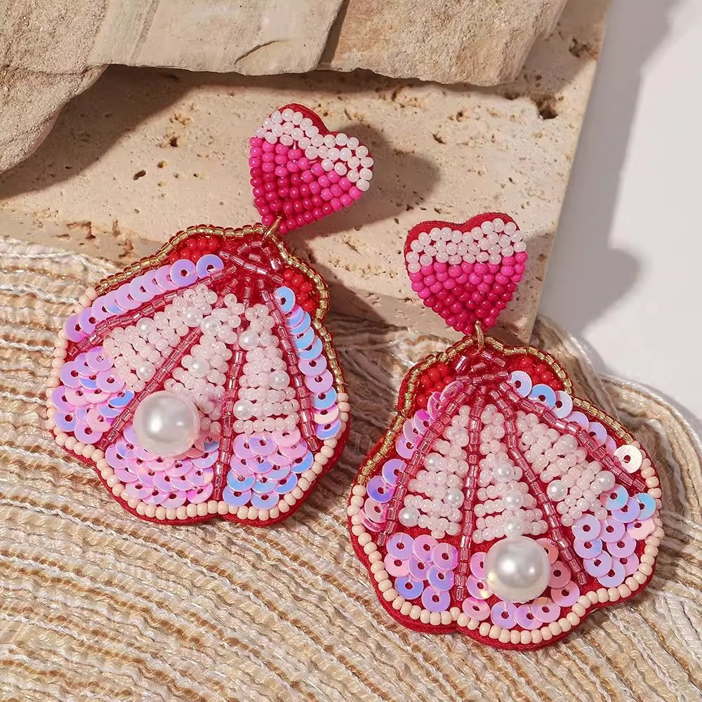 Ocean Beach Shell Exquisite Sequin Earrings