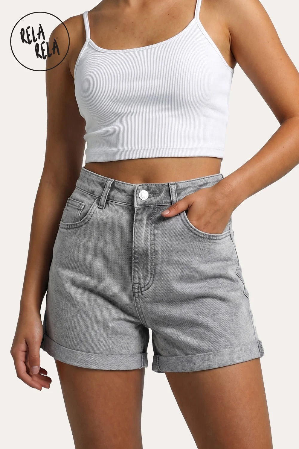 Women's Stretchy High Waisted Turn Up Denim Shorts UK 6-16 Womens Everyday Casual Fit Denim Bottoms