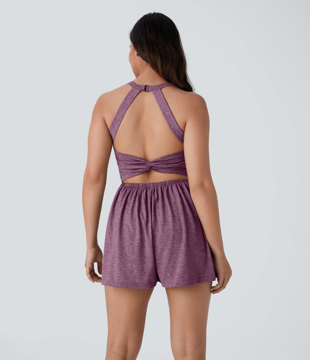 2-in-1 Plus Size Romper with Pockets-Easy Peezy Edition