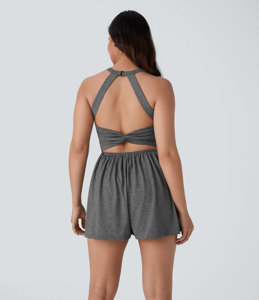 2-in-1 Plus Size Romper with Pockets-Easy Peezy Edition