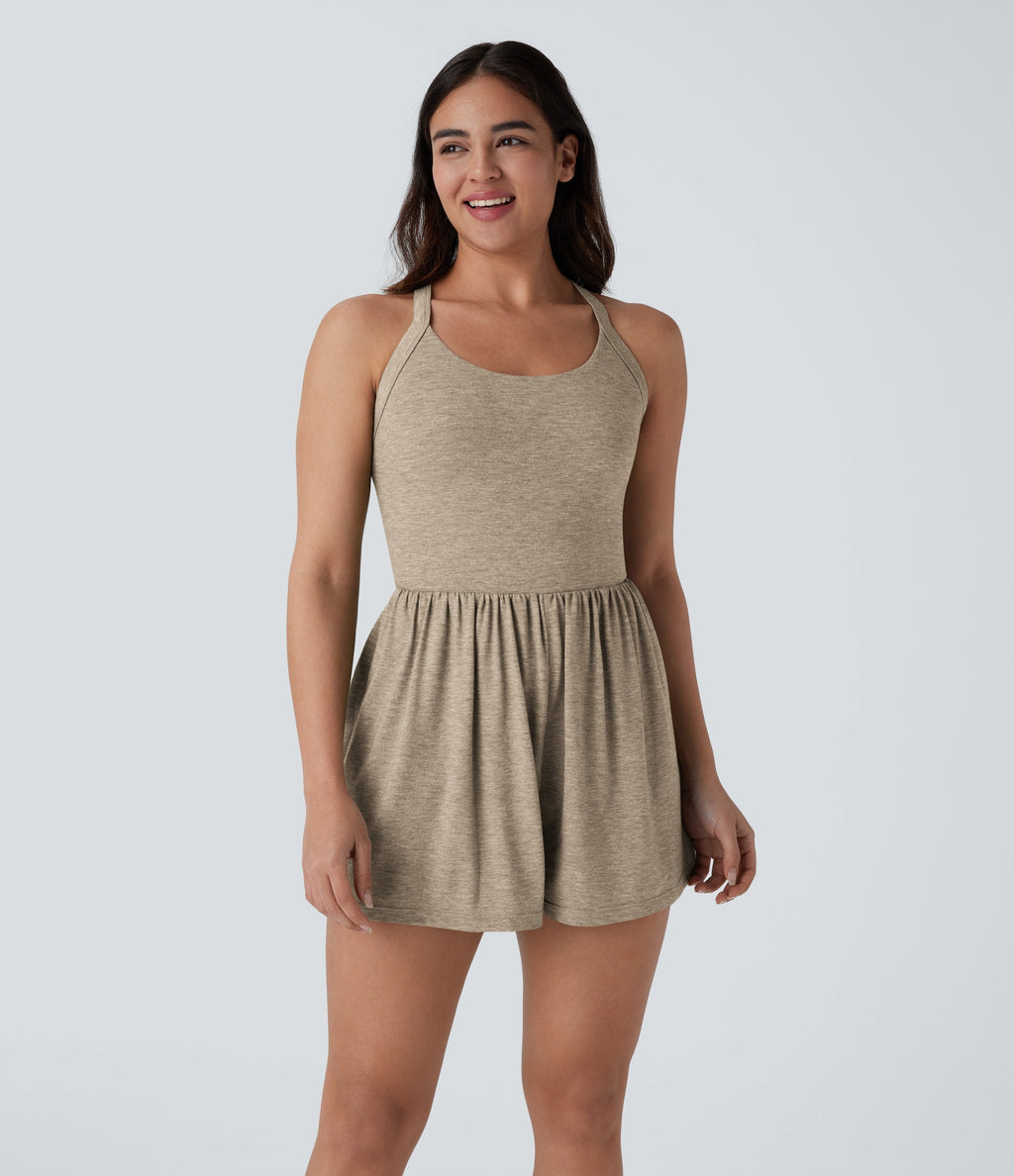 2-in-1 Plus Size Romper with Pockets-Easy Peezy Edition