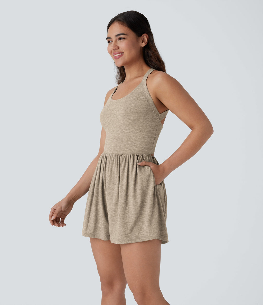 2-in-1 Plus Size Romper with Pockets-Easy Peezy Edition
