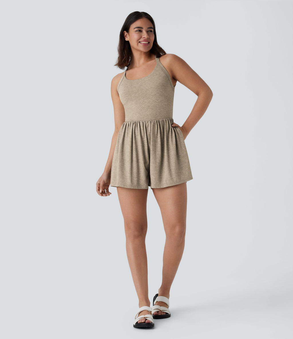 2-in-1 Plus Size Romper with Pockets-Easy Peezy Edition