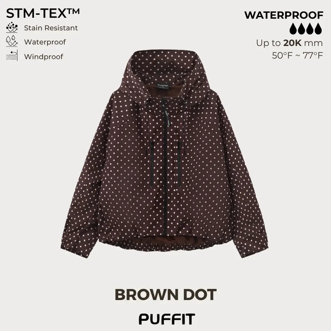 Short Oversized Rain Jacket With Bubble Hem,Loose Fit