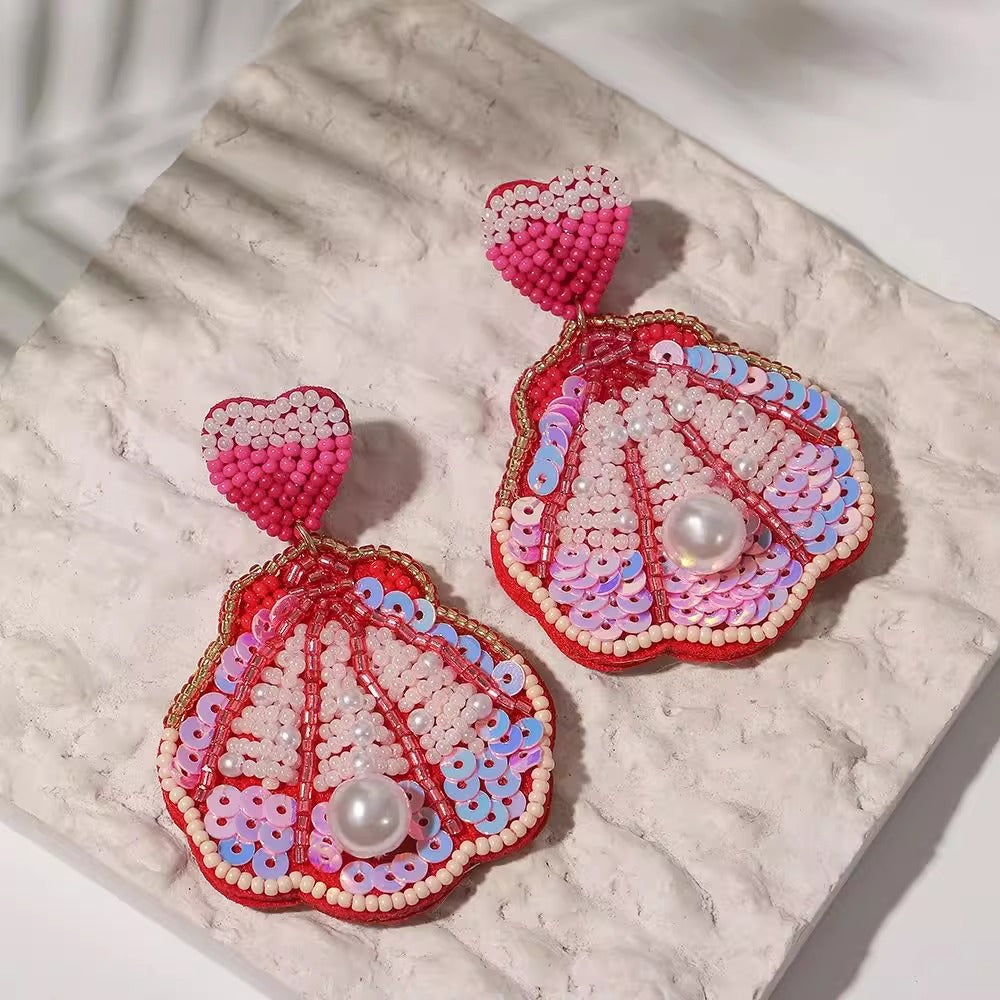 Ocean Beach Shell Exquisite Sequin Earrings