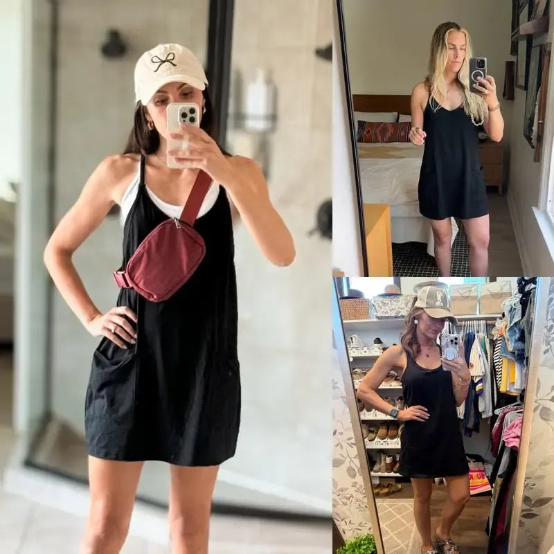 Casual 2-in-1 Romper Dress with Shorts Underneath