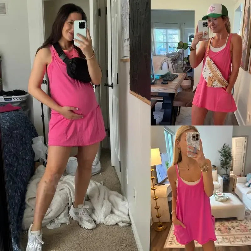 Casual 2-in-1 Romper Dress with Shorts Underneath